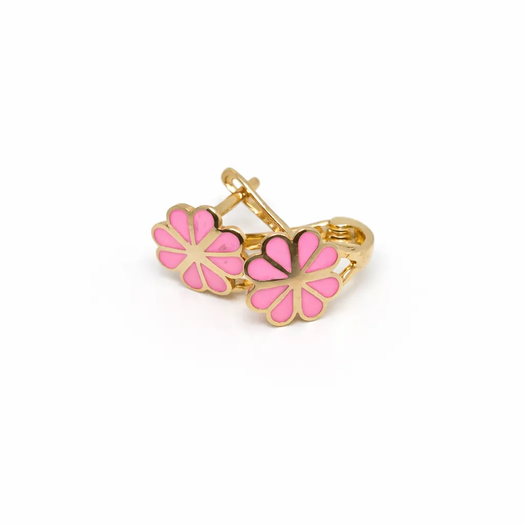 Pink Flower Earrings-VE136036 