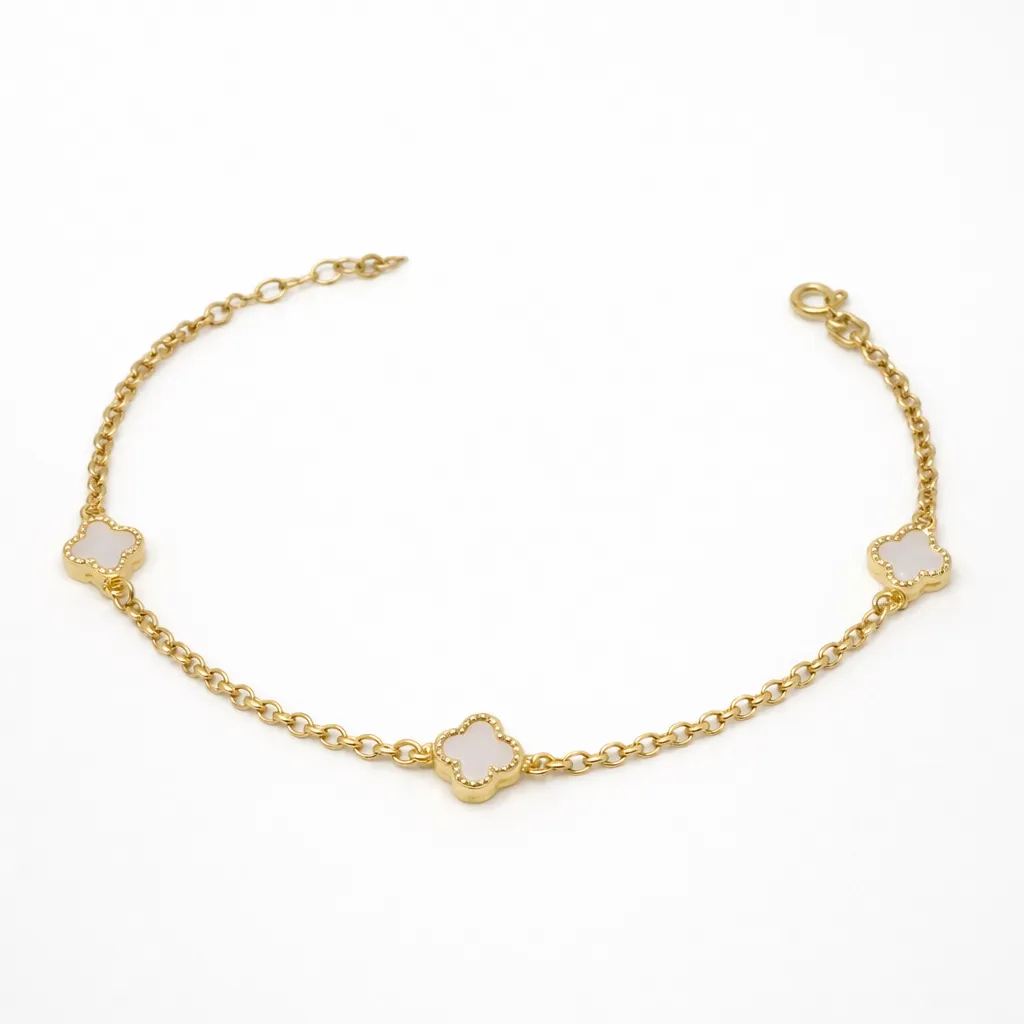 دستبند طرح شبدر سفید-VB216003